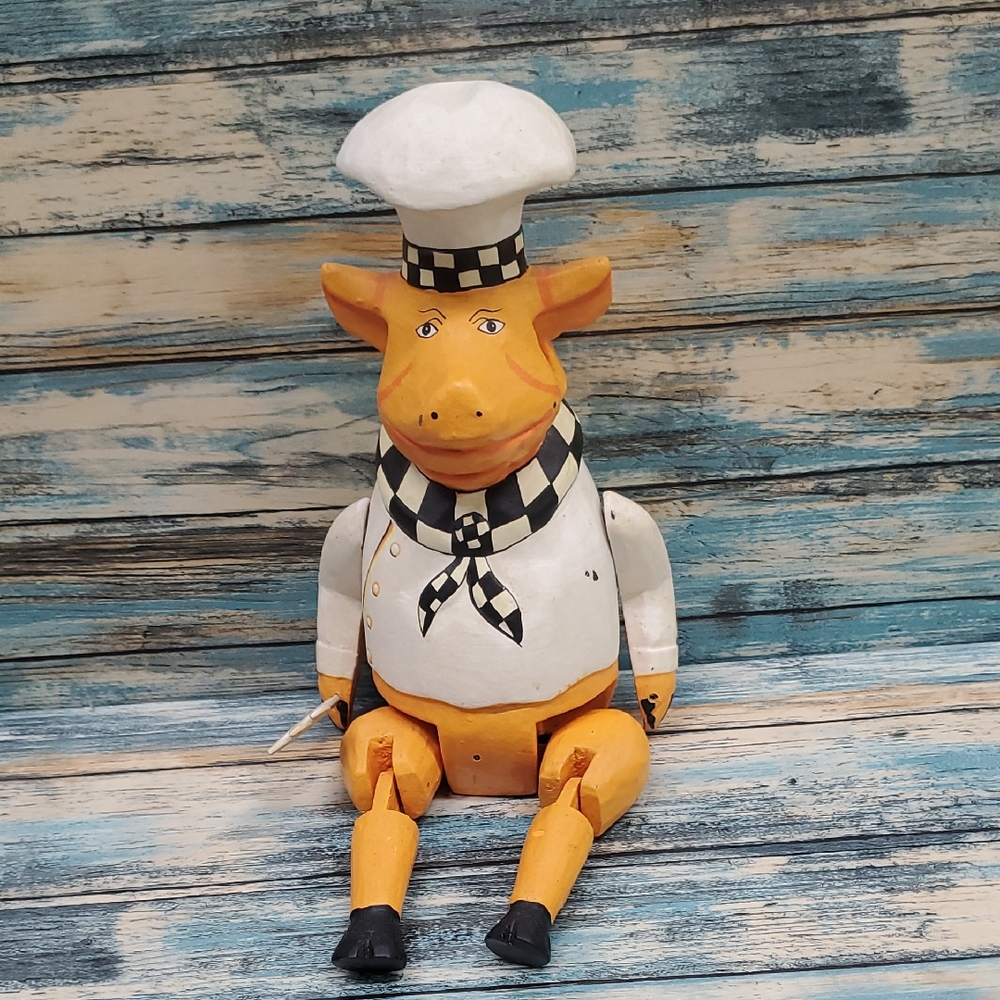 Chef Cow Figurine - Orange and White
